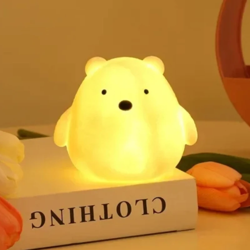 

Animal Mood Light Bear Pig Cartoon Silicone Night Light Battery Lamp Beside Table for Children Kid Bedroom Decoration Home