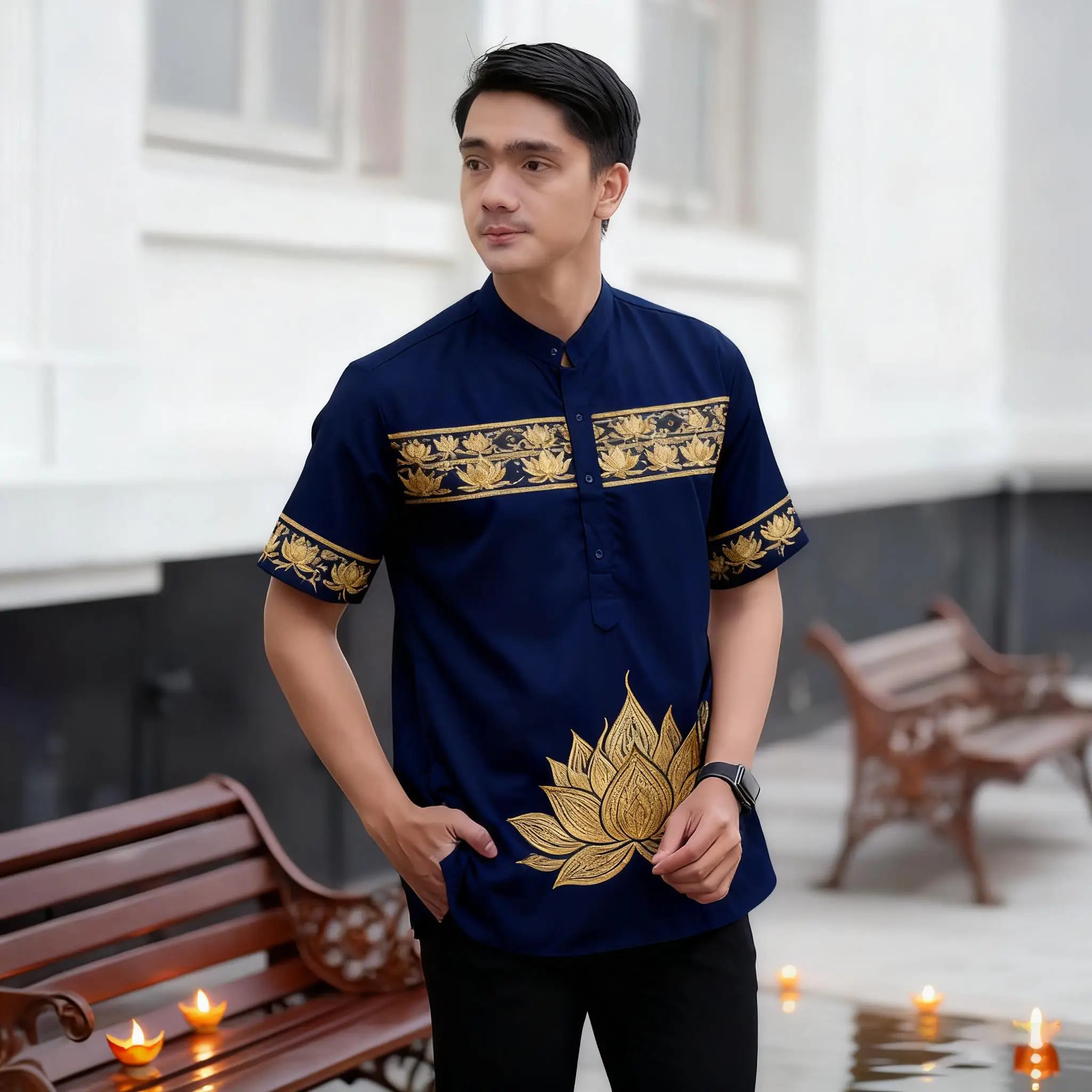 Men Loose Muslim Shirt Spring Stand Casual Shirts Kaftan Short Sleeve Thobe Shirt Ropa Arabe De Hombre Muslim Clothes For Man
