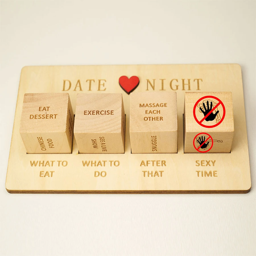 Date Night Dice, Take Out Dice For Couples, Portable Couple Wooden Dice Kit For Adults Women Men Husband Girlfriend Boyfriend Ch