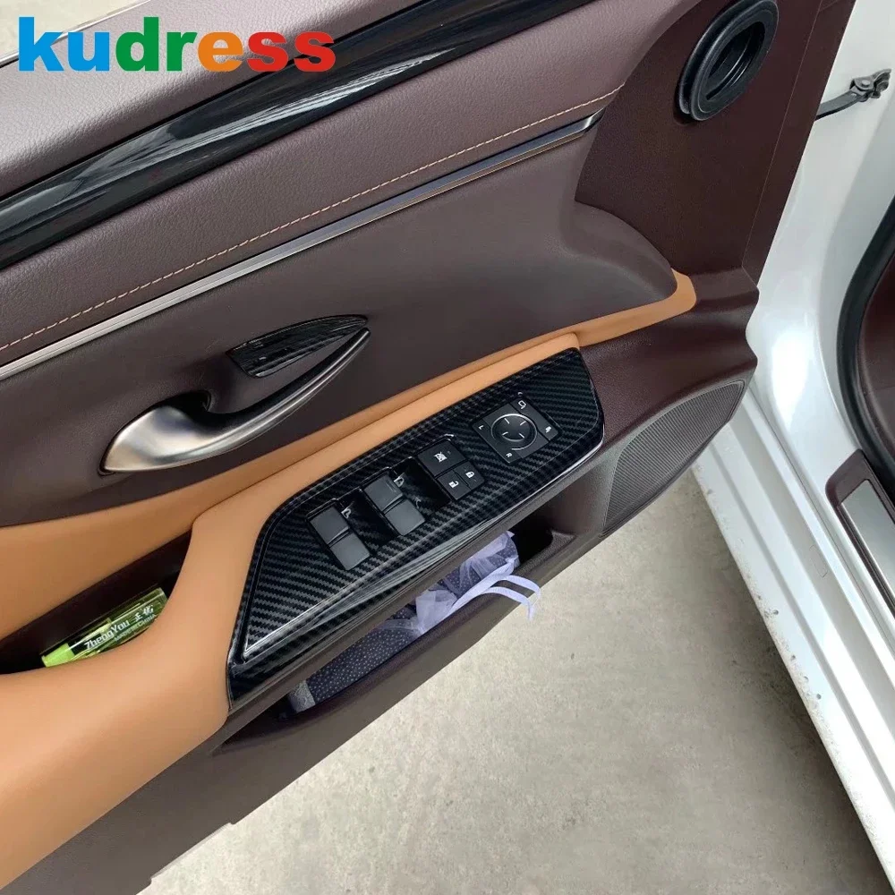 Car Inner Door Window Lift Switch Button Panel Cover Trim For Lexus ES 250 350 300h 2019-2024 Carbon Fiber Interior Accessories