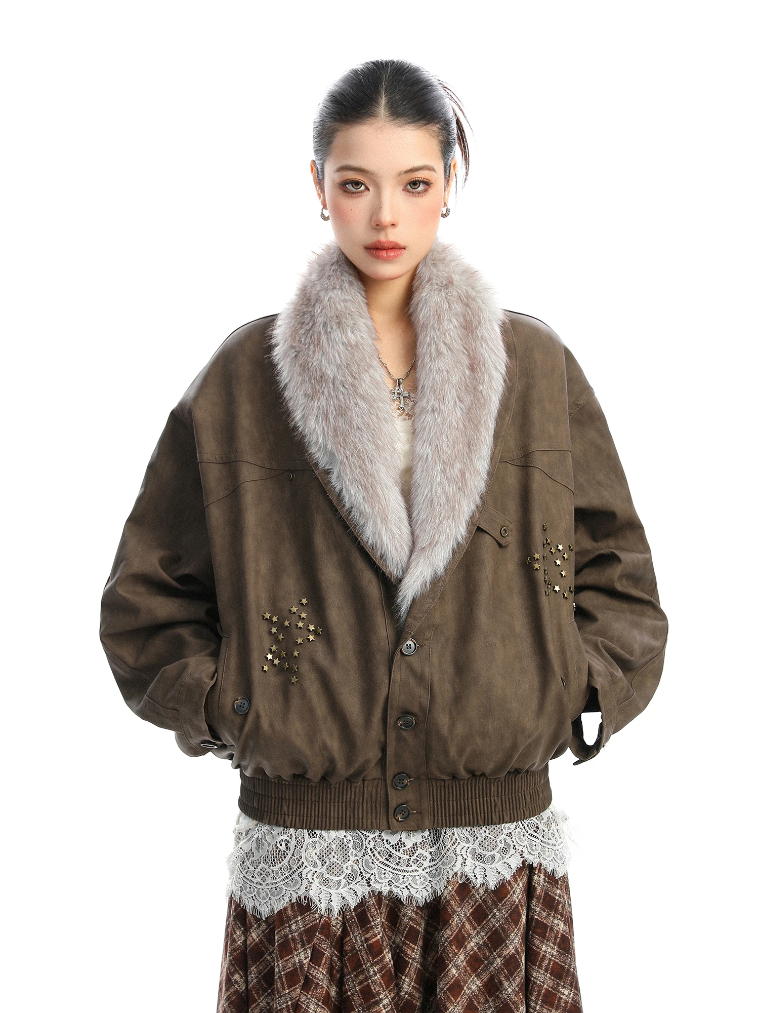 

Зимнее пальто Biggold American Sle Thiened, женское свободное хлопковое пальто с меховым воротником, кожаная одежда Mountain Eagle