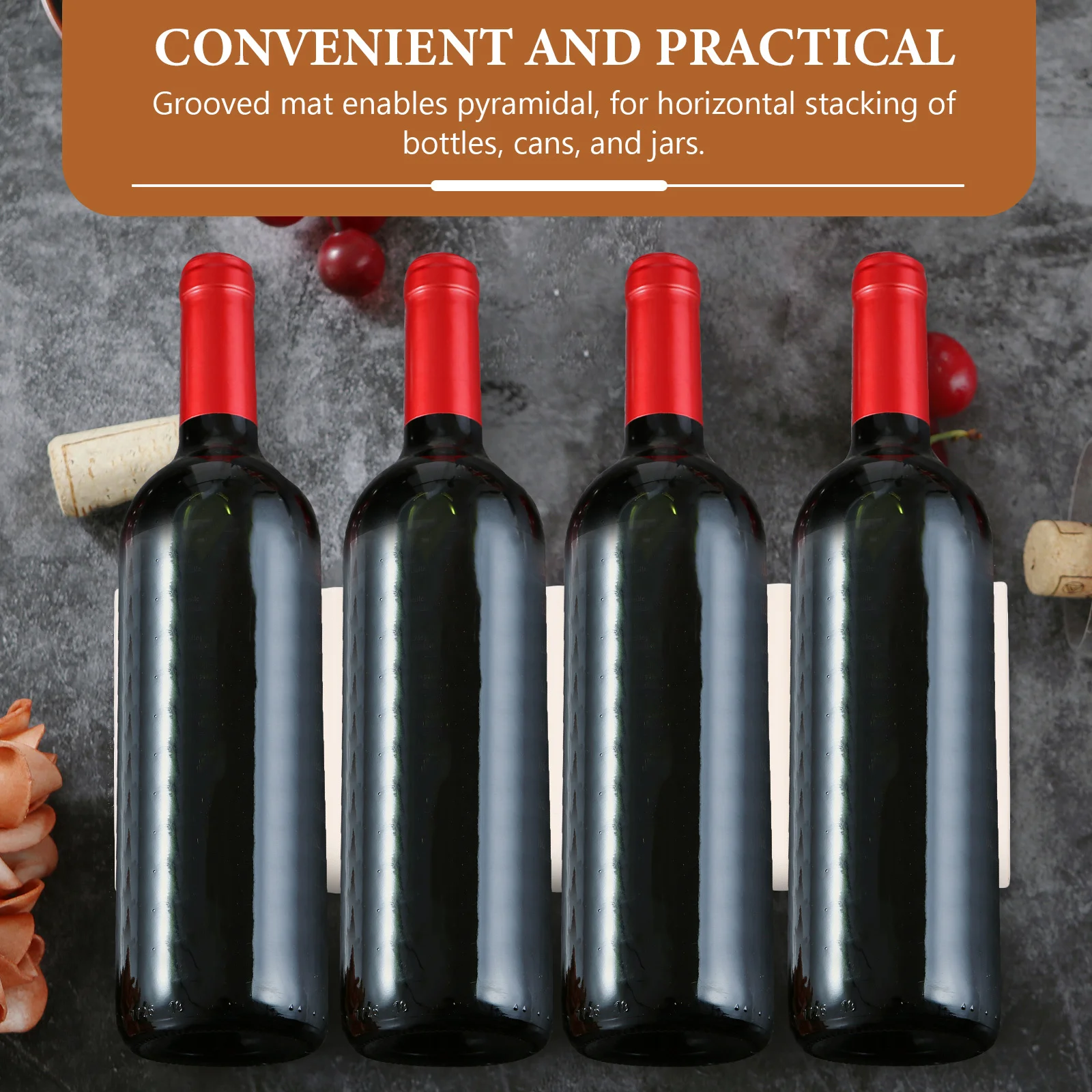 

Wine Rack Plastic Horizontal Storage Rack Food Grade PP Wave Groove Anti Skid Mat Secures 10 Bottles for Kitchen Countertop