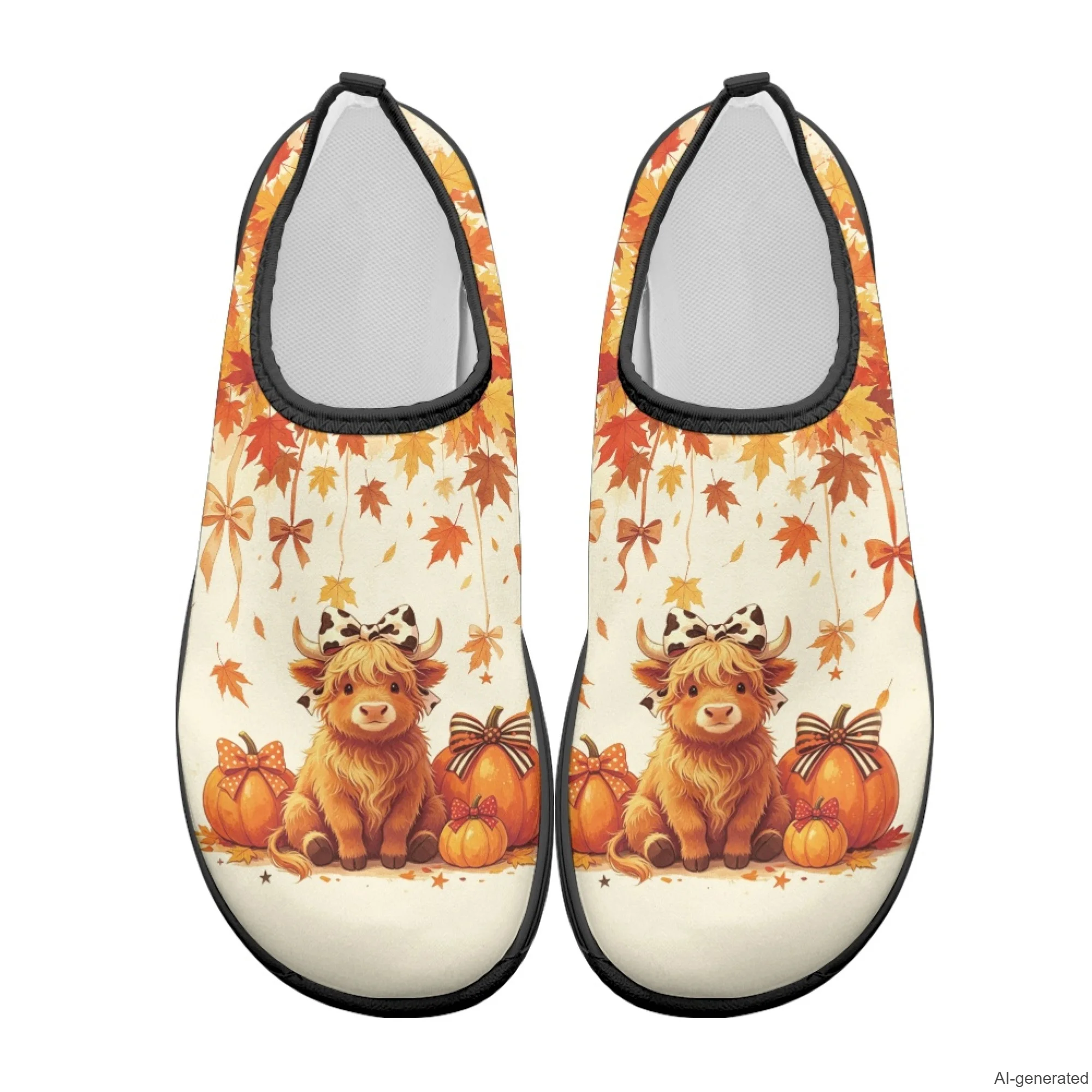 XIXIRIMIDO Highland Cow Print Walking Flats Polyester & EVA Casual Shoes Wide Width Barefoot Walking Shoes for Men