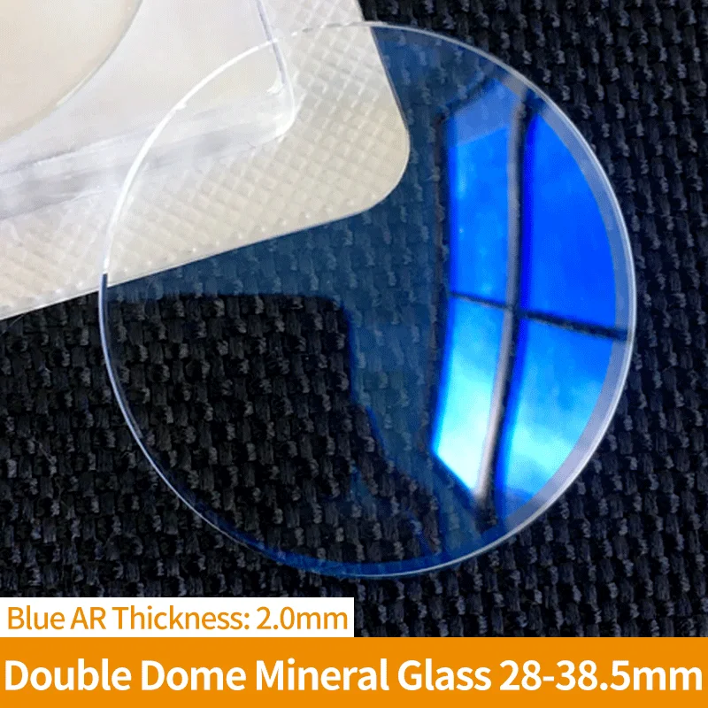 

2 pcs Blue AR 2.0mm Double Dome Mineral Glass AR-Coating Coated Domed Watch Crystal Parts Diameter 28-38.5mm
