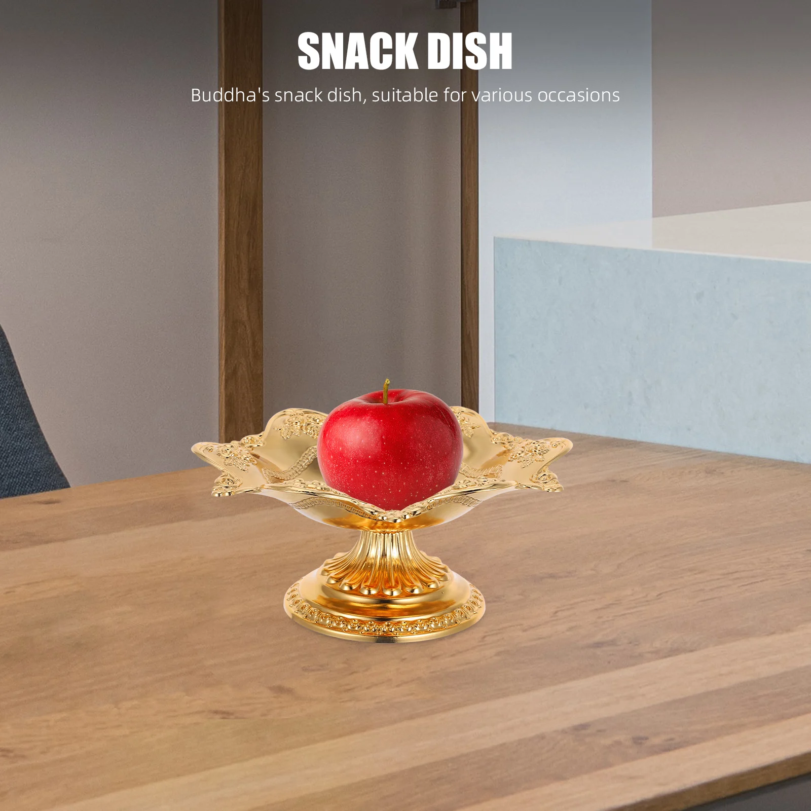 

Golden Fruit Tray Elegant Lotus Bowl for Kitchen Counter Dessert Snack Offering Plate Decorative Home Altar Fruit St