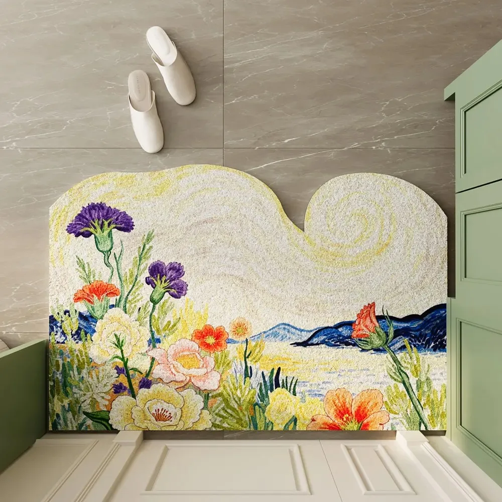Irregular Wavy Shape PVC Coil Doormat Cuttable Anti Slip Entrance Door Mat Dirt Sand Trapping Shoe Scraper Floor Rug