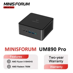 MINISFORUM UM890 Pro Mini PC AMD Ryzen 9 8945HS Windows 11 Mini Computer DDR5 32GB 1TB NVME SSD Oculink DP Wifi6e Gaming Mini PC