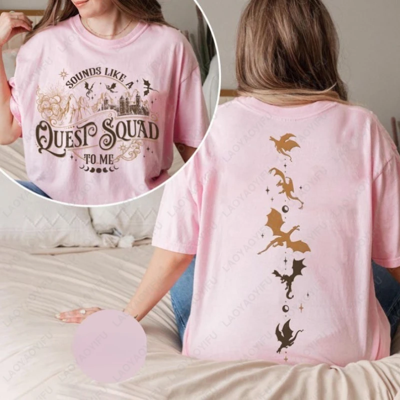 Retro Fourth Wing Quest Squad Men Women Cotton Tees Vintage Ridoc Dragon Rider TShirt Onyx Snow Riorson House Book Lover Tops