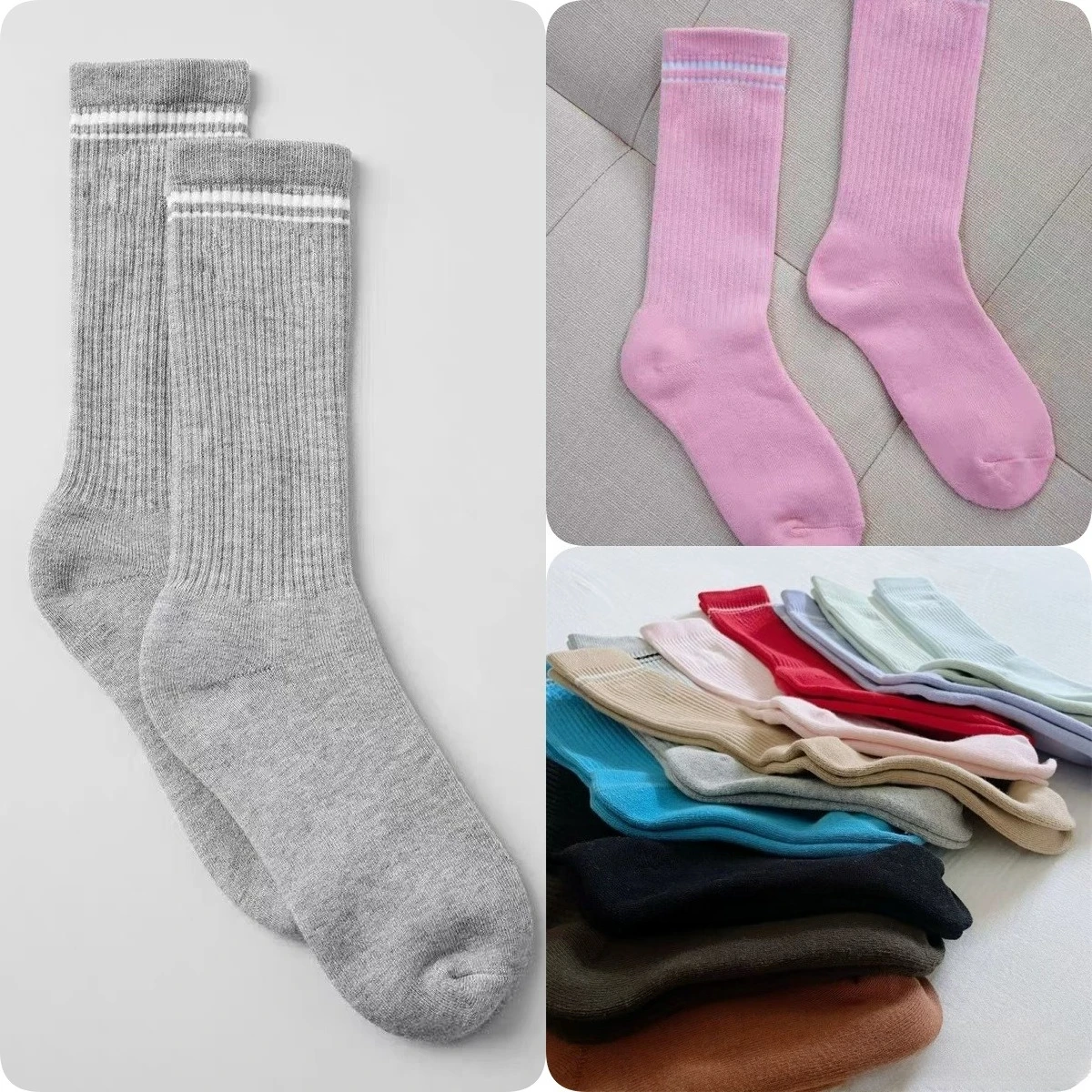 

AL Yoga Women Socks Yoga Sports Casual Socks Cotton Sports Socks Seasonal Unisex Black and White Long Tube Accessories