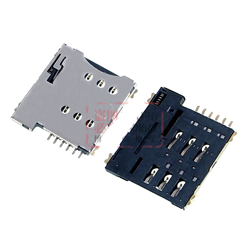 6P 6-pin Micro SIM card slot Gold plating socket adapter connector Micro-SIM Self-elastic high quality For Smart Watch