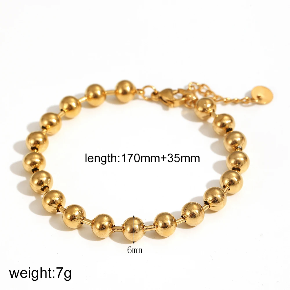 6/8mm Edelstahl-Kugelketten für Damen und Herren in Gold-/Silberfarbe mit Metallanhänger in Form eines dicken Pfirsichherzens – Detail 6