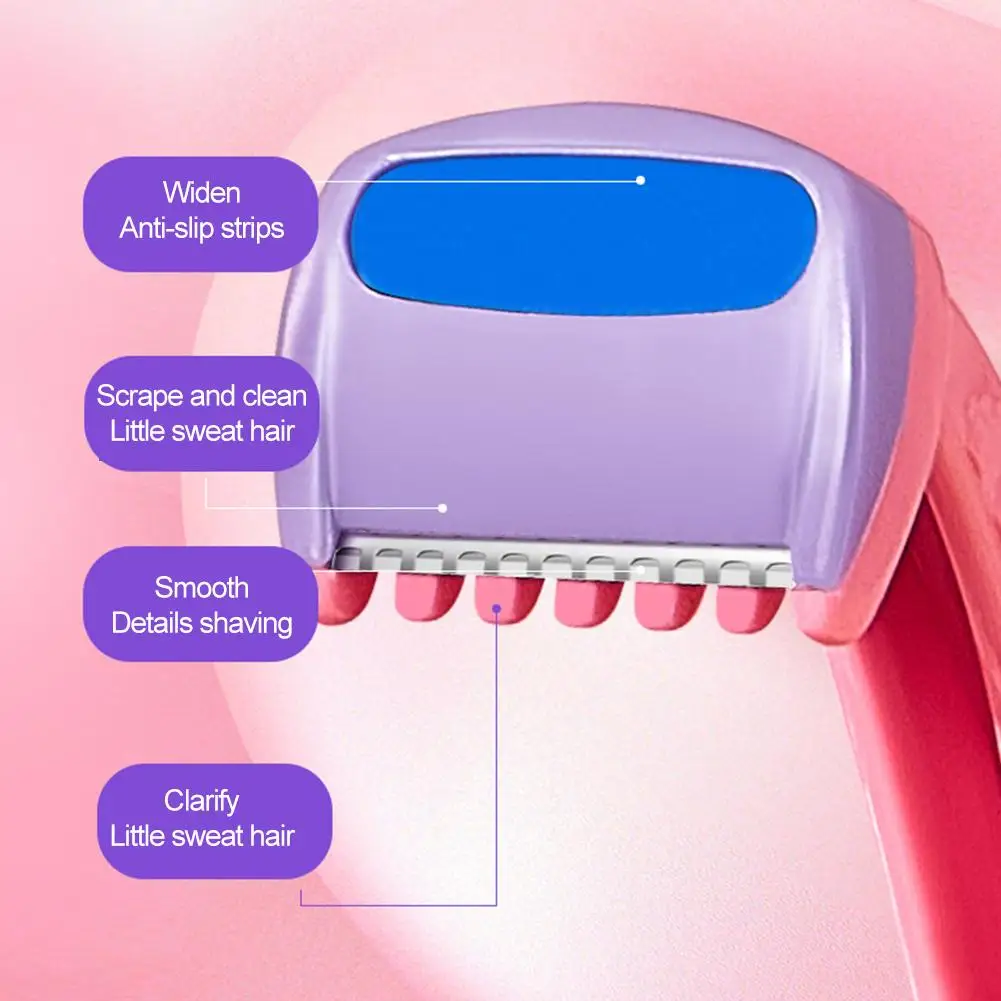 3pcs Disposable Women Razor for Bikini Rose Color Plastic Handle with Comb Manual Leg Body Hair Shaver