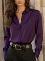 Women's  Long Sleeve Button Down Blouse - Elegant Office Chic Top with Classic Collar & Versatile Style - Image 5