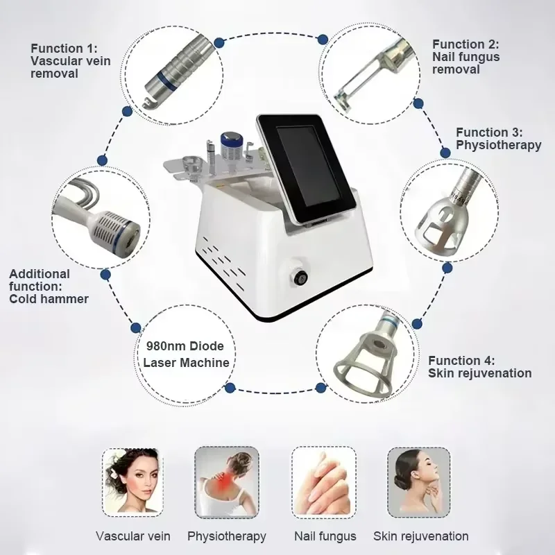 

CE Approved 5 In 1 Spider Veins Removal 980nm Diode lase Onychomycosis Nail Fungus Treatment Device Vascular Vein lase Diode