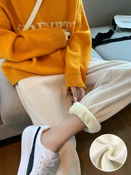 Joggers Women Warm Winter Plush Thick Corduroy Pants Traf Female Casual Korean Style Sweatpants Harajuku Loose Harem Trousers