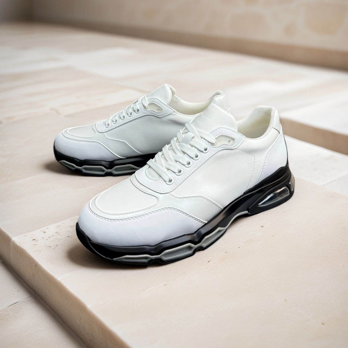 Luxury Brand Men's Shoes Handmade Casual Sneakers Top Grain Cow Leather Air Cushion Sole Running Hiking Sport Shoes Holiday Gift