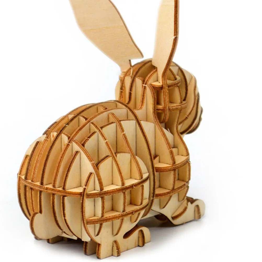 Wooden 3D Rabbit Shape Learning Activity Game Improve Fine Motor Skills Cognitive Development Wooden Puzzles for Boy