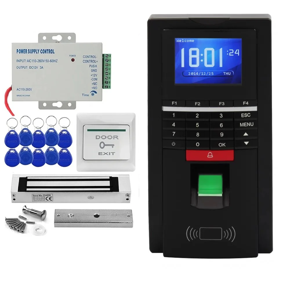 BIO Fingerprint RFID Tag Time Attendance Door Access Control System Magnetic lock Kits