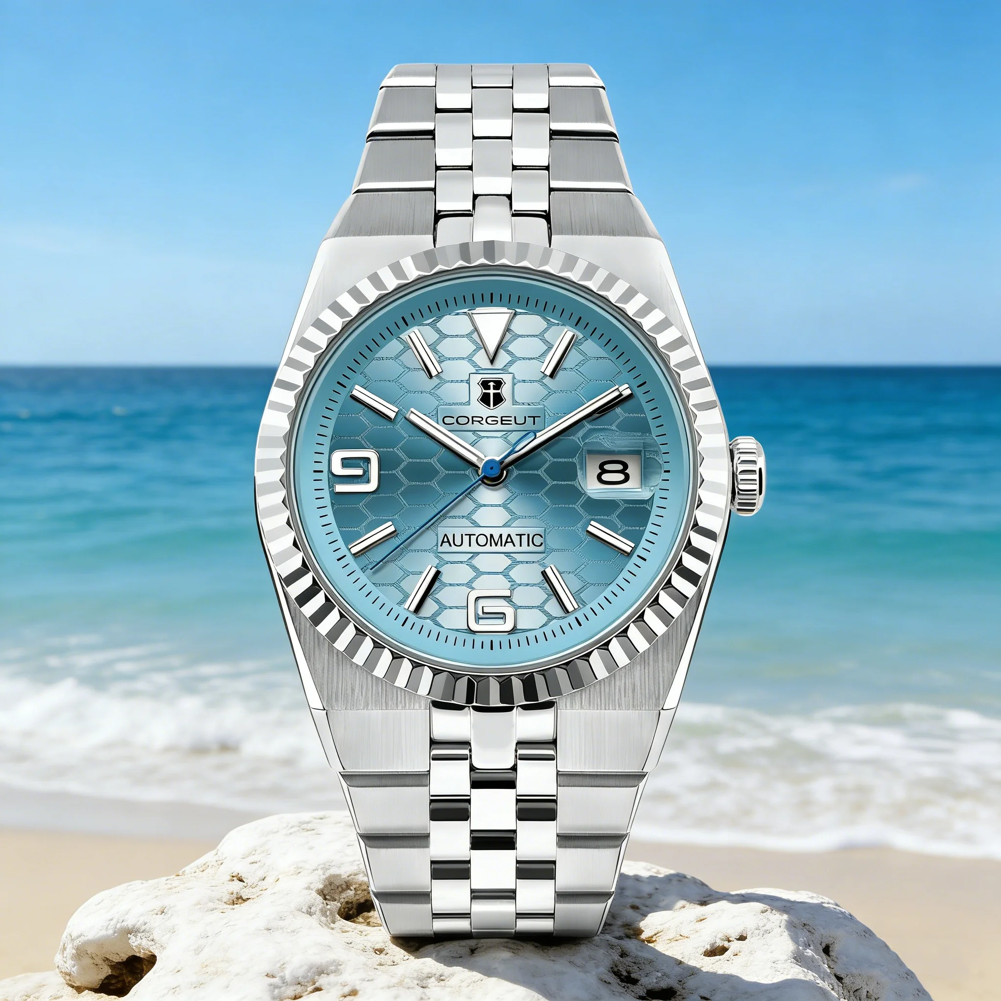 CUSTOM Logo Diy 40mm NH35 Mechanical Automatic Men's Watches Sapphire Crystal Luminous Markings Stainless Steel Watch Waterproof view 6