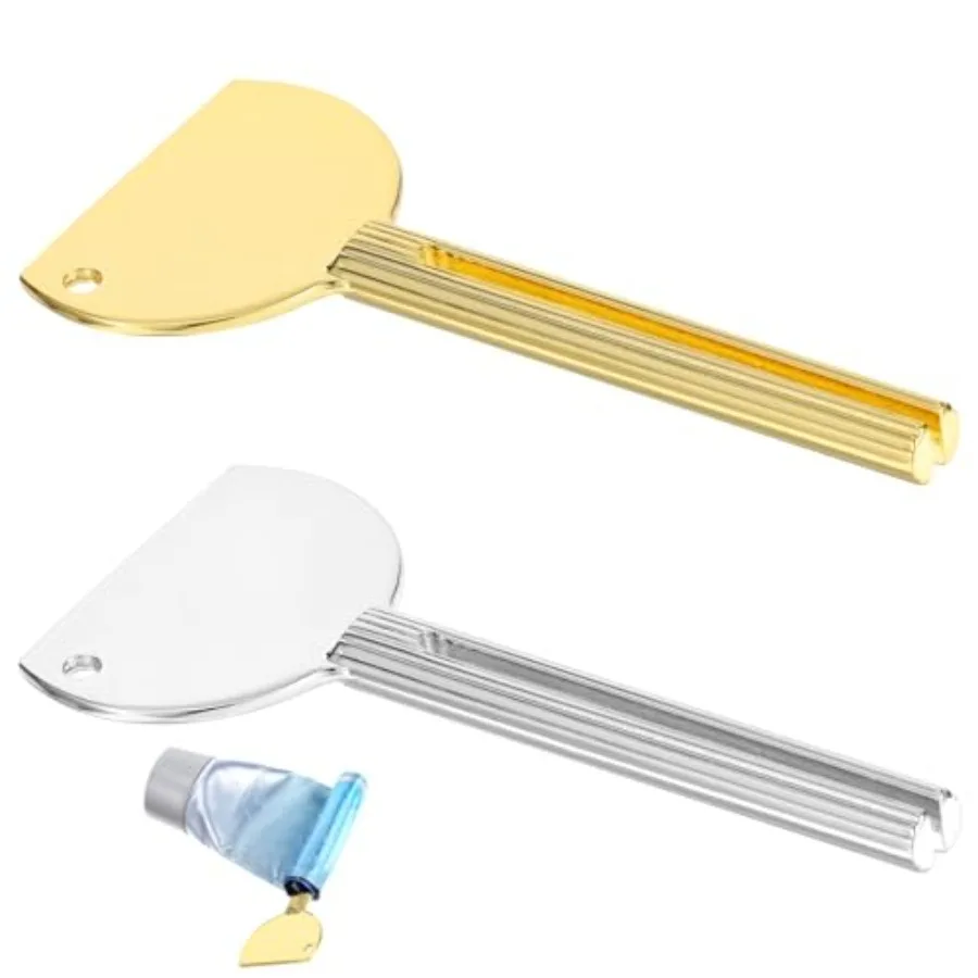 

2 Pcs Stainless Steel Toothpaste Tube Squeezer Metal Tube Squeezer Key Metal Roller Dispenser Key for Toothpaste Cream Cosmetic