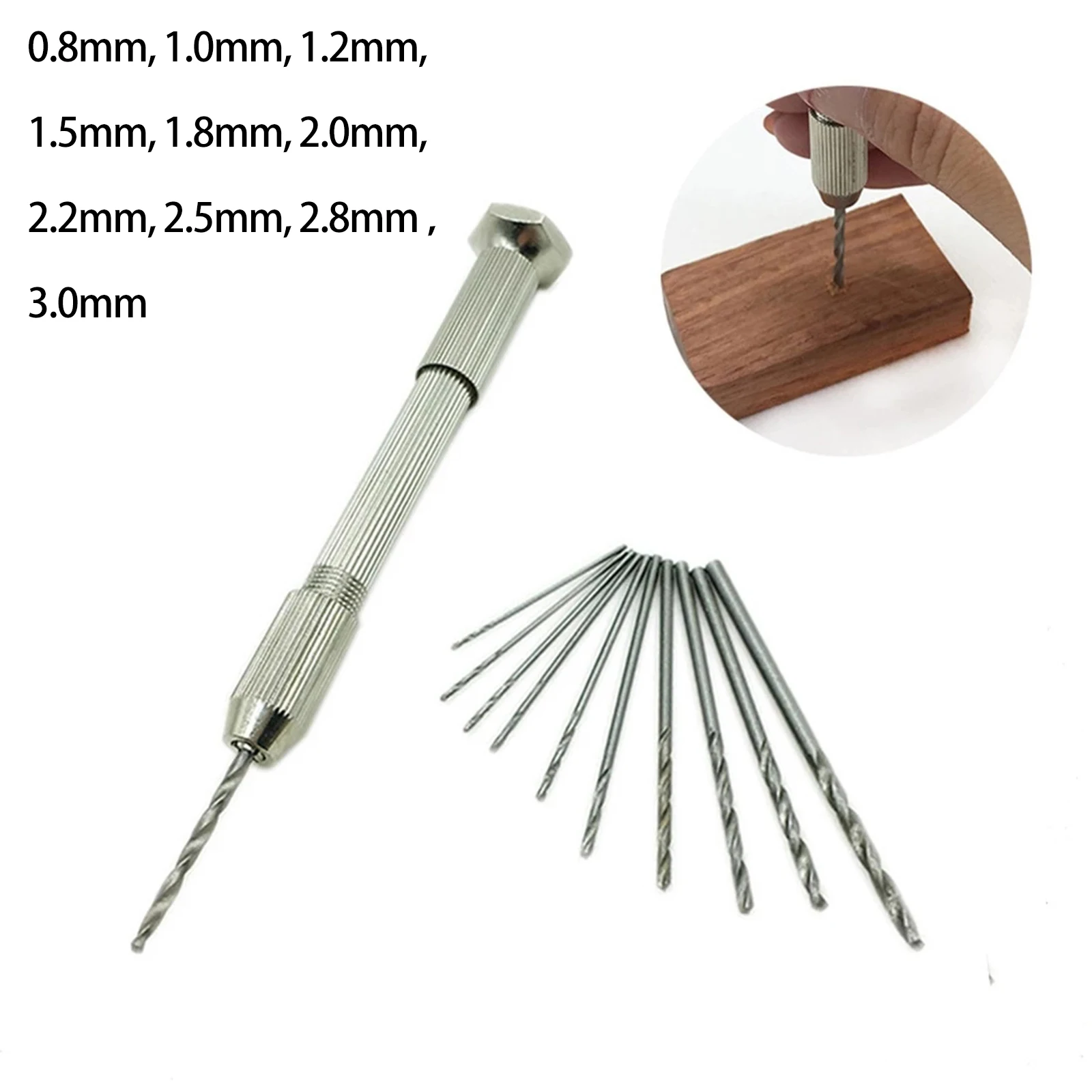 Mini Micro Aluminum Hand Drill With Keyless Chuck High Speed Steel Twist Drill Bit Woodworking Drilling Rotary Tool Hand Drill