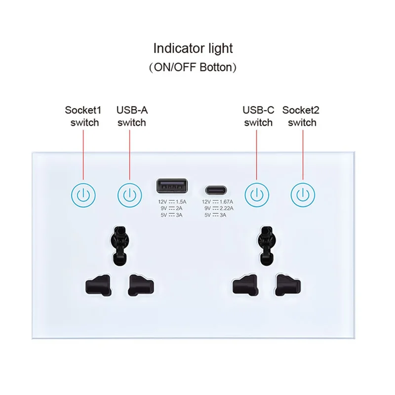 AF90-EU UK US Universal Plug Tuya Smart Socket Switch With USB And Type-C Port Outlet Smart Life