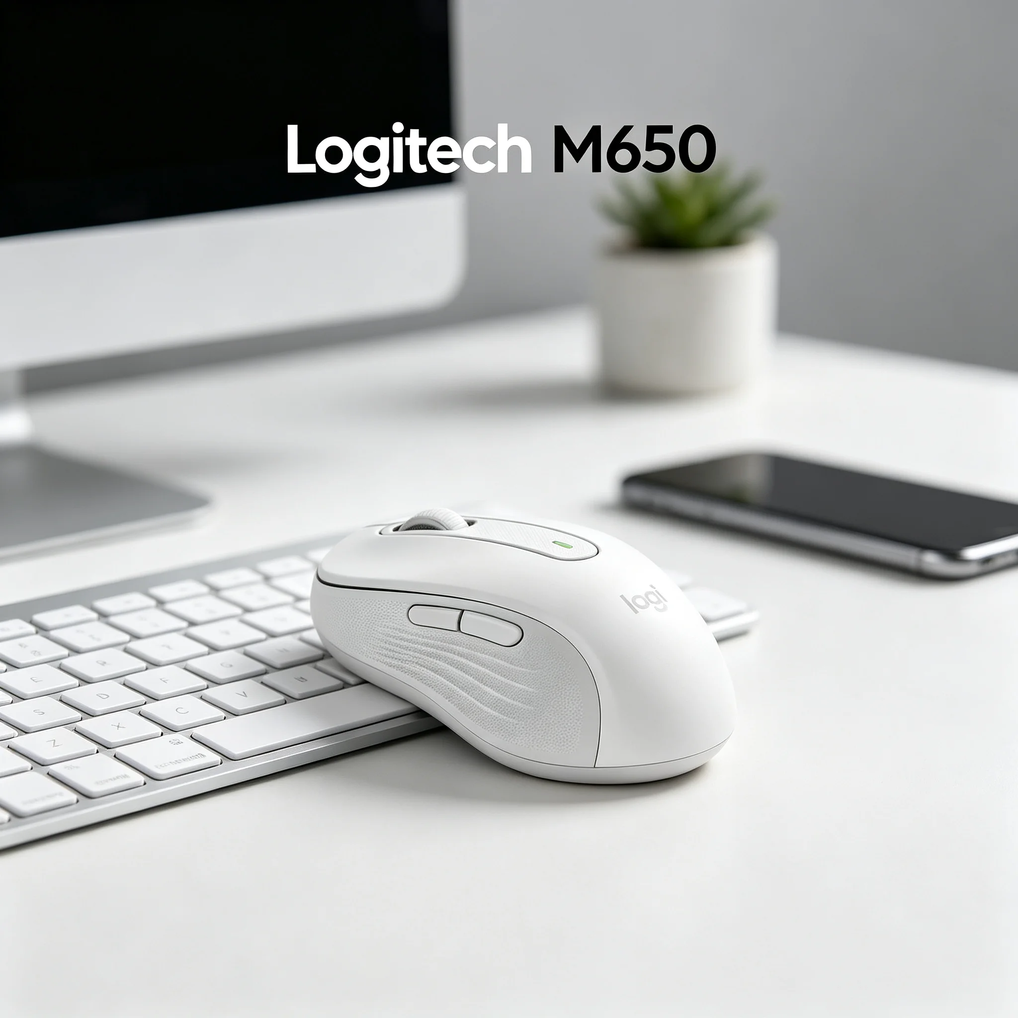 Logitech M650 Signature Wireless Mouse SmartWheel Fast & Precision Scroll 5 Side Buttons Adjustable DPI Bluetooth Logi Bolt Dual