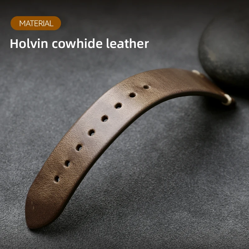 Handmade Horween Chromexcel Head Leather Watchband, 18 19 20 21 22MM Brown Ultra-Thin Men Of Old Bracelet Ultra-Thin Soft
