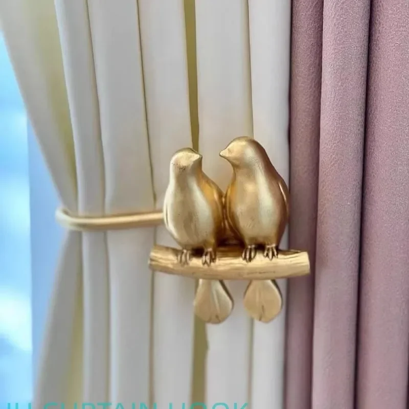 

Creative Nordic Bird Curtain Hook Living Room Villa Curtain Cloth Wall Hook No Tie-up Retro Decorative Hook Curtain Accessories