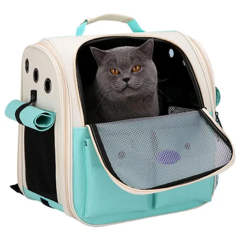 Cat Carrier Backpack Animal Backpack Breathable Mesh Pet Travel Backpackwith Multiple Pockets Foldable Cat Bag With Padded