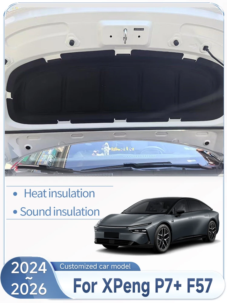 

Автомобильный звукоизоляционный коврик для XPeng P7 + F57 2024 2025 2026, передний капот, звуковой хлопковый чехол двигателя, накладки из теплого хлопка, автоаксессуары