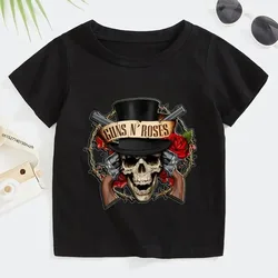 3T~14T Rock Band Gun N Roses Children's T Shirt Boys and Girls Kpop Music Short Sleeve Tops Kids Casual Cotton Clothes