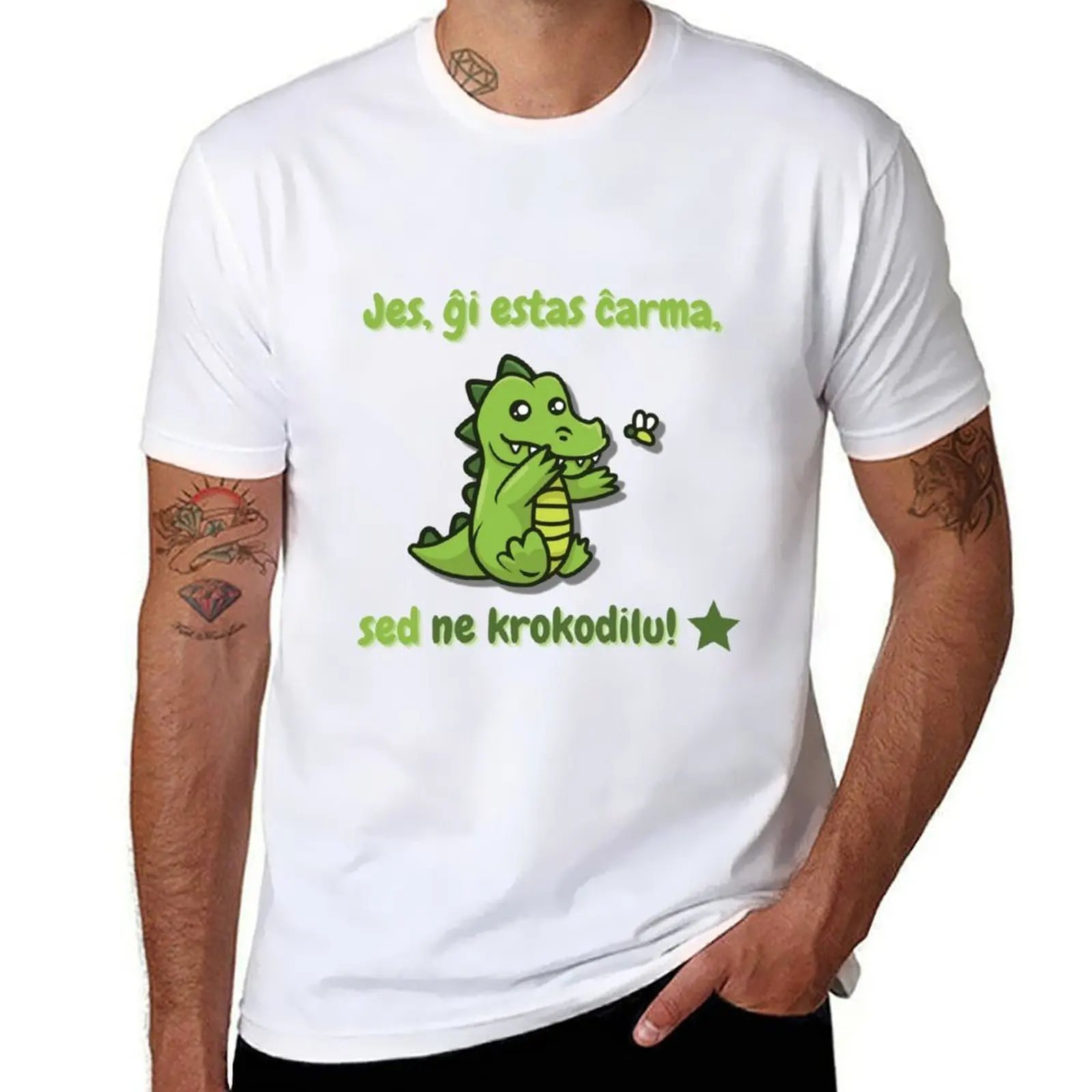Ne Krokodilu Esperanto T-Shirt man t shirt luxury printed t shirts for man T-Shirt