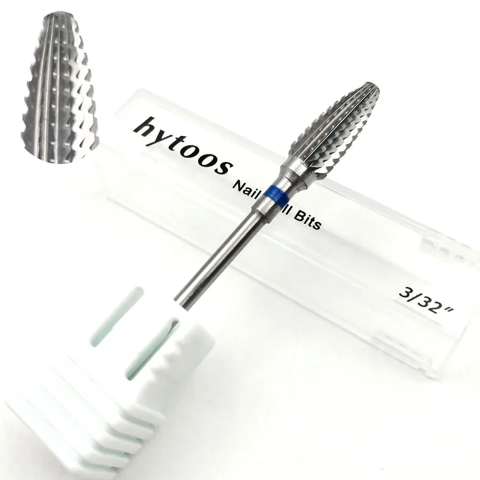 HYTOOS Nail Drill Bit 3/32" Tungsten Carbide Nail Bits Rotary Burr Millling Cutter for Manicure Electric Nails Accessories Tool