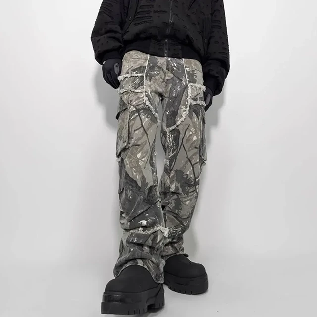 Camo Pants Men Cargo Made Extreme Pants Pants Streetwear Camo Leaf Pants Pants Aliexpress