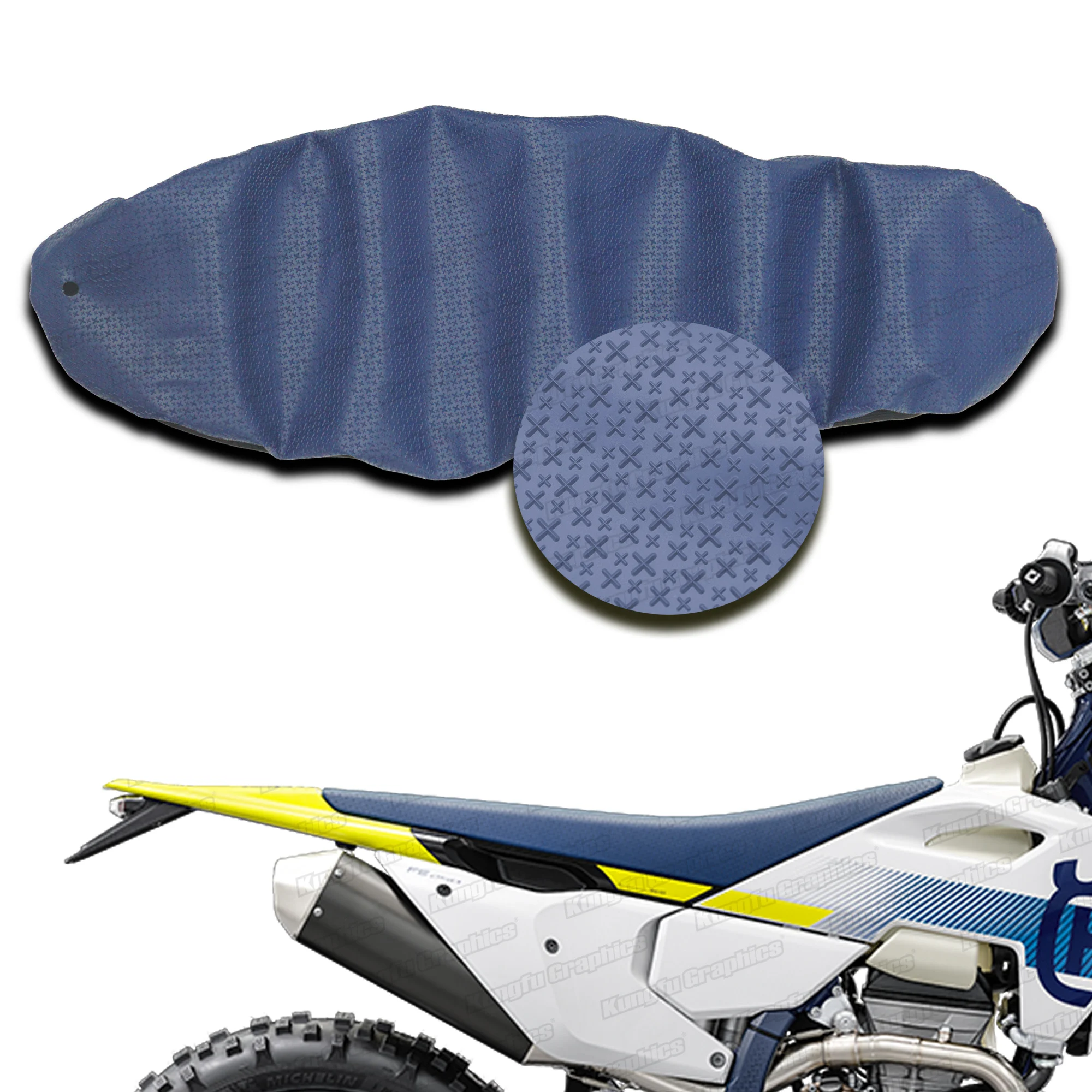 Dirt Bike Seat Cover Rubber for Husqvarna 2023-2024 TC FC TX FX 125 250 350 450 / 2024 TE FE 150 250 300 350 450 501, Blue Grey