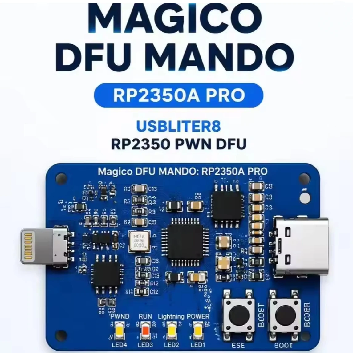 NEW RP2350A B4 PICO DFU Mode Adapter Pi Pico 2 RP2350-USB-A Pwned DFU IOS A12/A13 Repair Erase Development Board