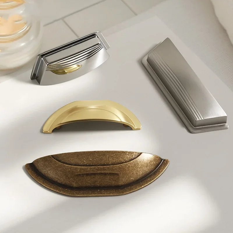 2pcs Shell Closet Pull Handles Retro American Kitchen Cabinet Door Handles Drawer Knob For Matte Coffee Cupboard Wardrobe Pulls