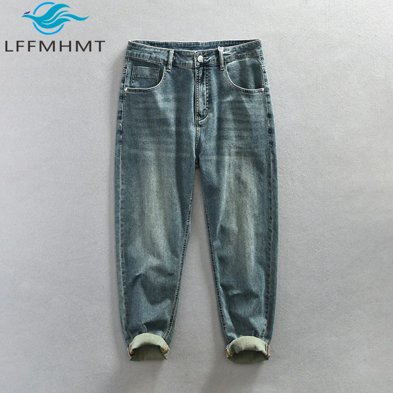 

1011 Men's Vintage Denim Pants Spring Autumn Fashion Solid Color Simple Basic Loose Casual Jeans Streetwear Trouser