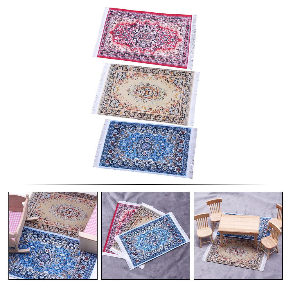 3 Pcs Supplies Small House Carpet Decoration Doormats Cloth Micro Landscape Adornments