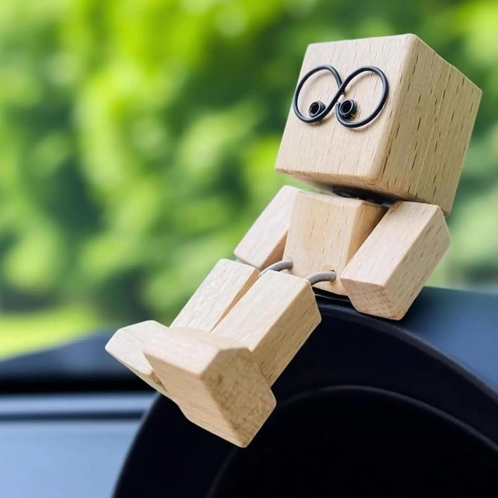 NEW Shaking Wooden Man Figurine Man Tabletop Decor Creative Statue for Car Dashboard Study Shelf Display Desk