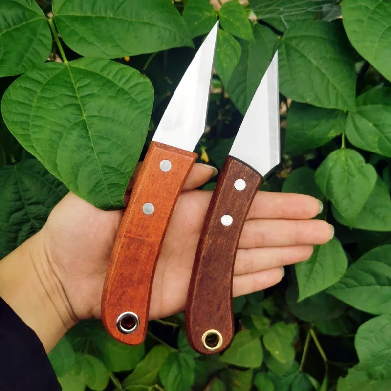 Stainless Steel Sharp Right-hand Grafting Knife Solid Wood Handle Garden Tool Fixed Blade Knife for Fruit Trees Potted Plants