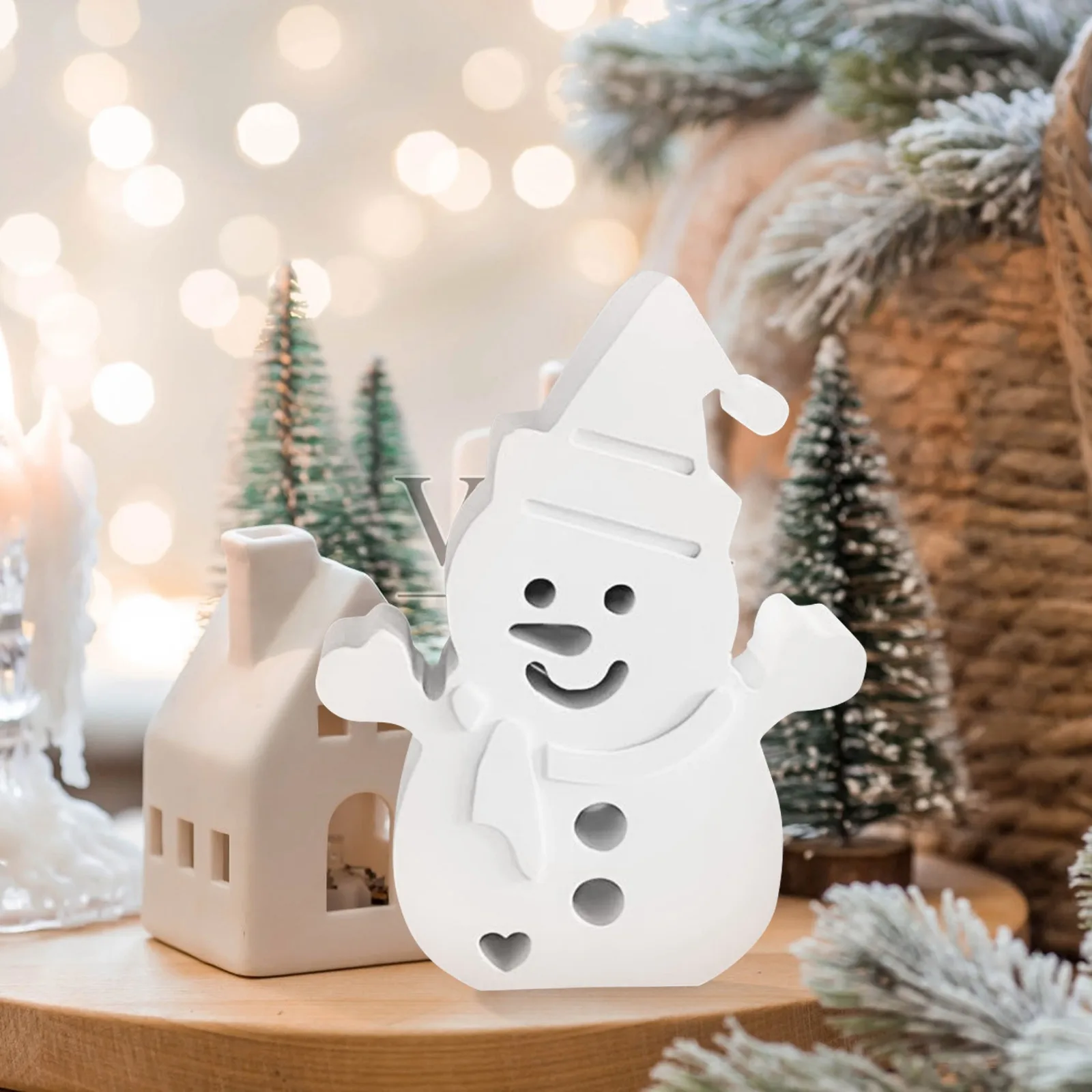 Snowman Candle Silicone Mold Christmas Snowman Shape Cement Plaster Decoration Mold Epoxy Resin Mold 2024 Christmas Gift view 2