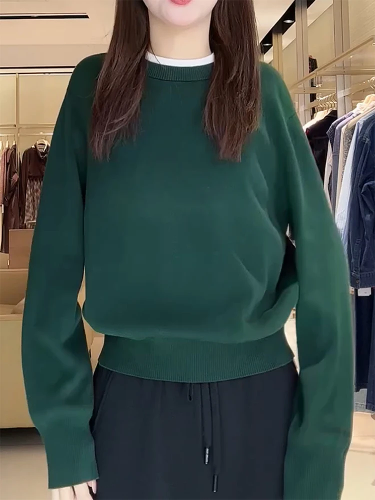 

Осенняя коллекция 2025: Модный универсальный теплый длинный свитер-кардиган из трикотажа для женщин больших размеров в корейском стиле, облегающий, с круглым вырезом...