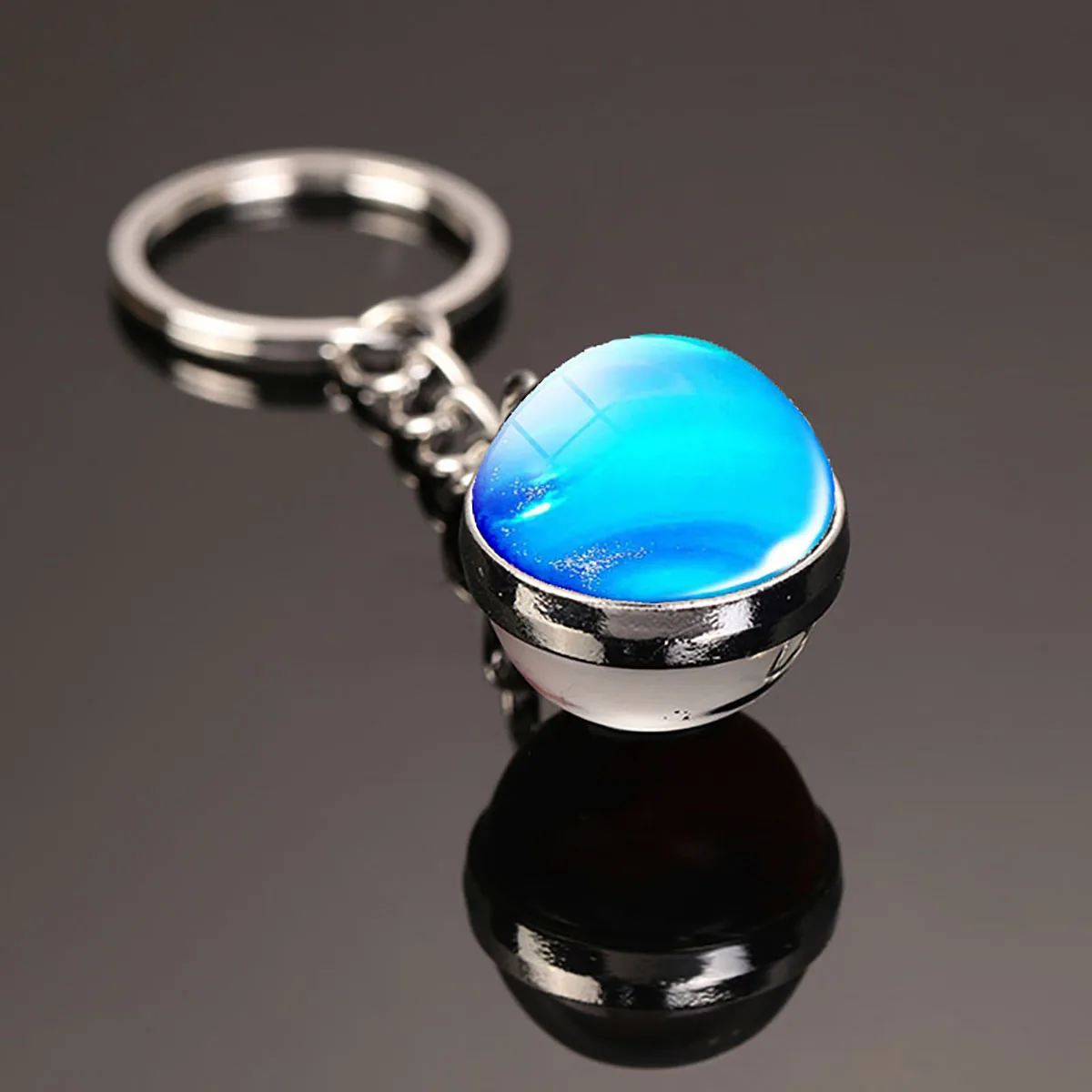 Leuchtender Universum-Stern-Schlüsselanhänger Sonnensystem-Erde-Anhänger Galaxie-Nebel Doppelseitiger Glaskugel-Schlüsselanhänger Charm-Accessoires – Detail 9