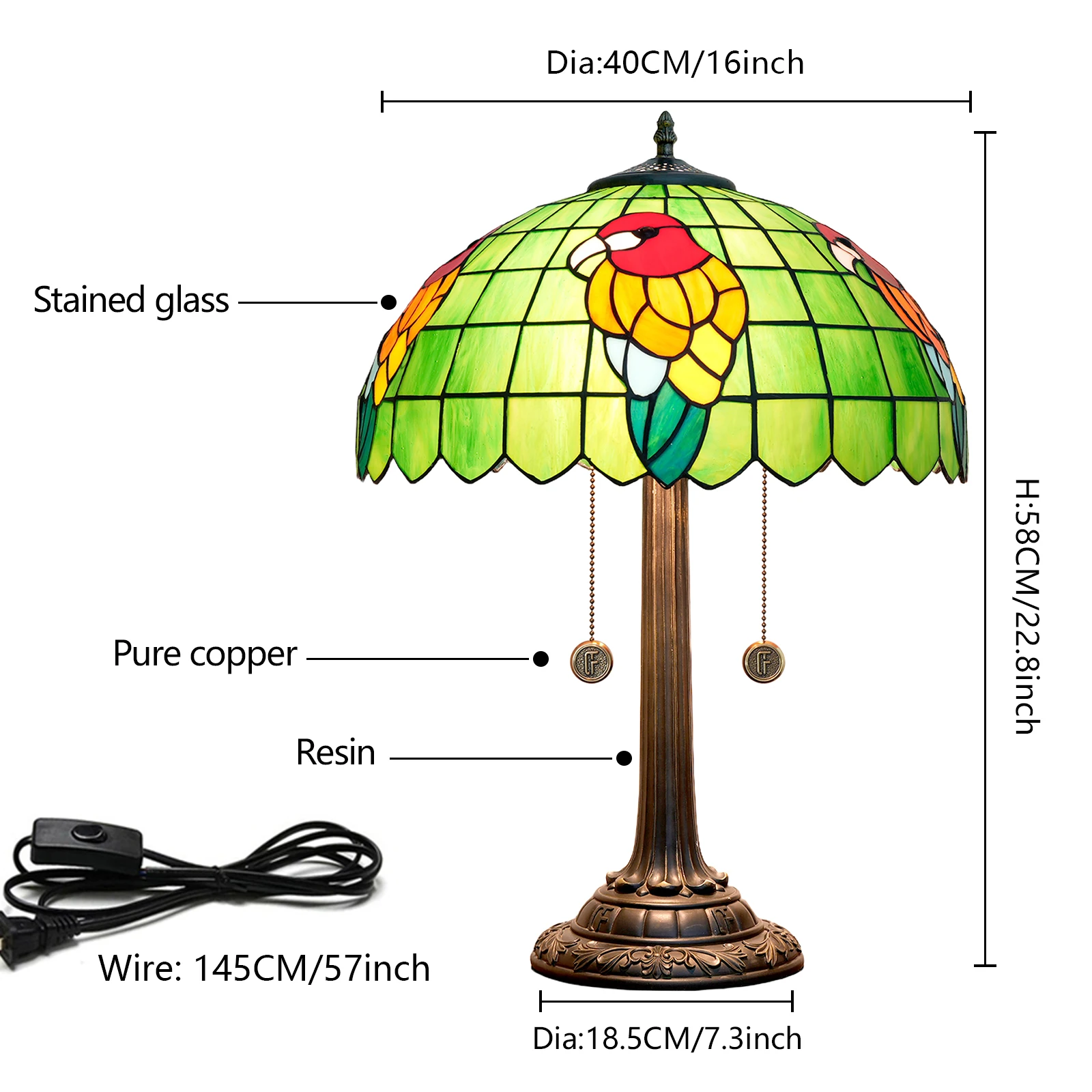 Green Wisteria Table Lamp Vintage Stained Glass Reading Desk Lamp Decor Living Room Home Office housewarming Graduation Gift