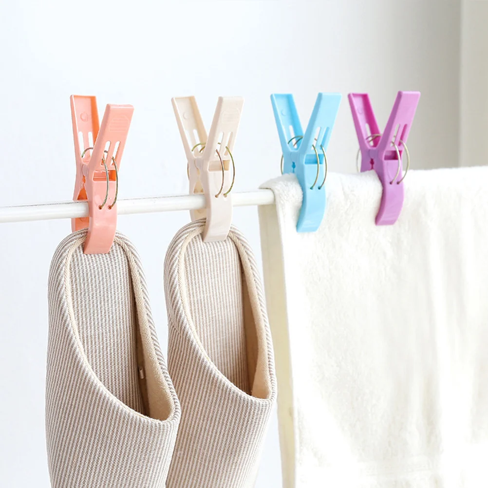 

4pcs Windproof Quilt Clips Heavy Duty Plastic Clothes Pegs For Laundry Beach Towel Hanging Non-Slip Pool Clamps