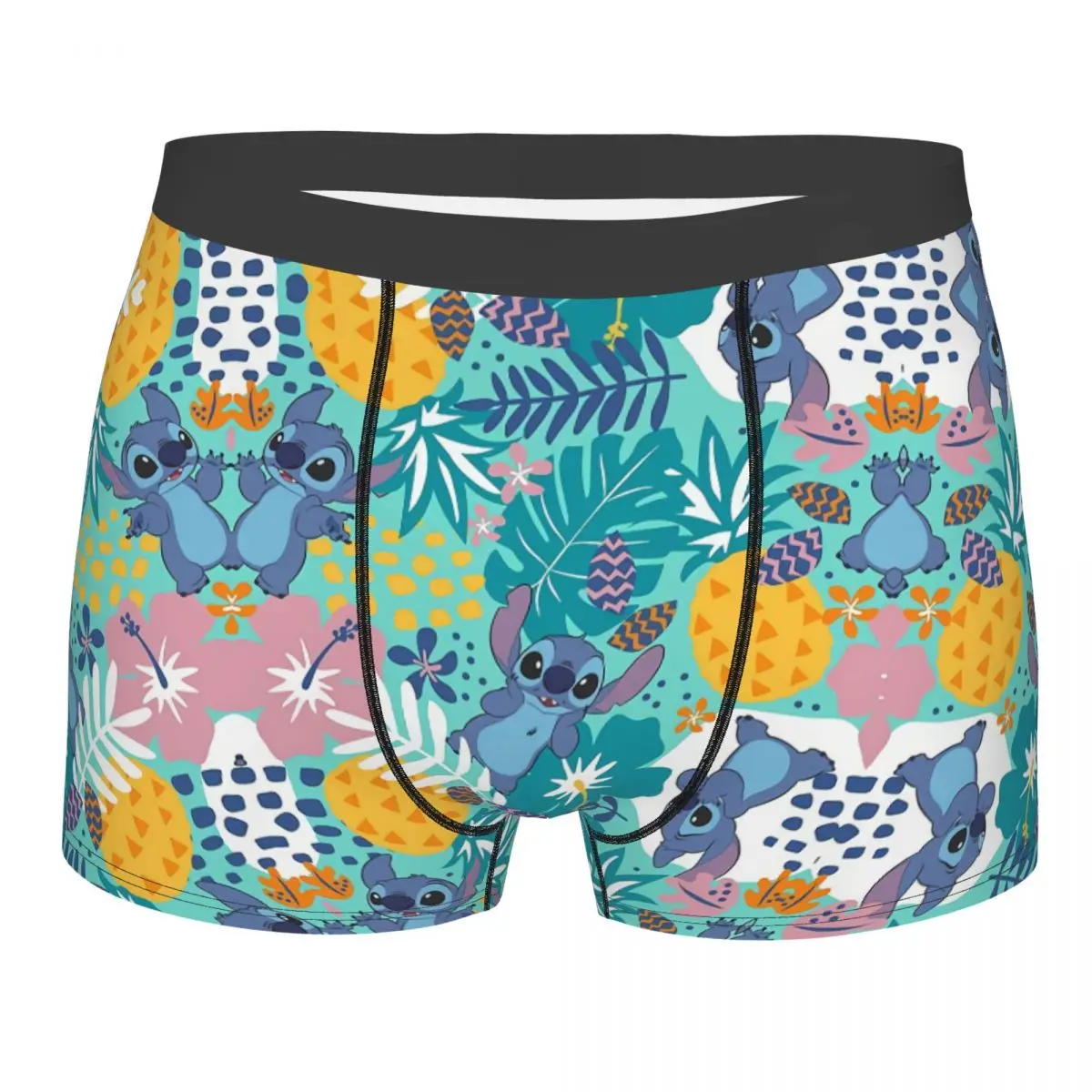 Custom Male Fashion Stitch Tropical Forest Cartoon Underwear Boxer Briefs Stretch Shorts Panties Underpants