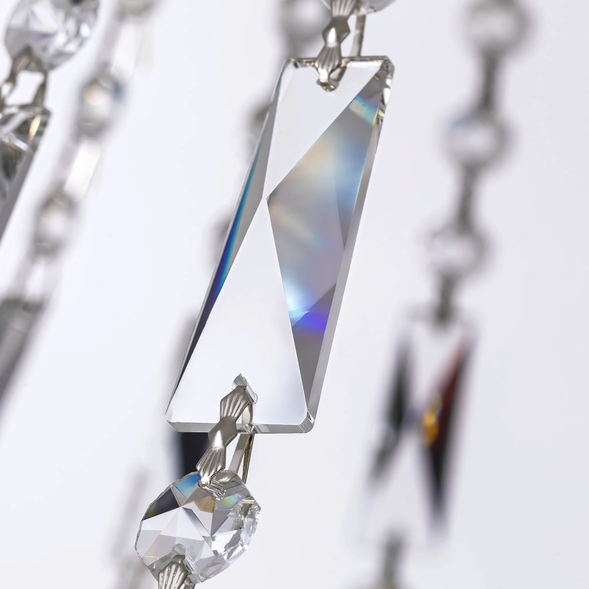 دوبلكس بناء كريستال ثريا كبيرة فيلا غرفة المعيشة ضوء فاخر طويل كريستال دوامة الدرج ثريا تركب بالسقف بريق #6