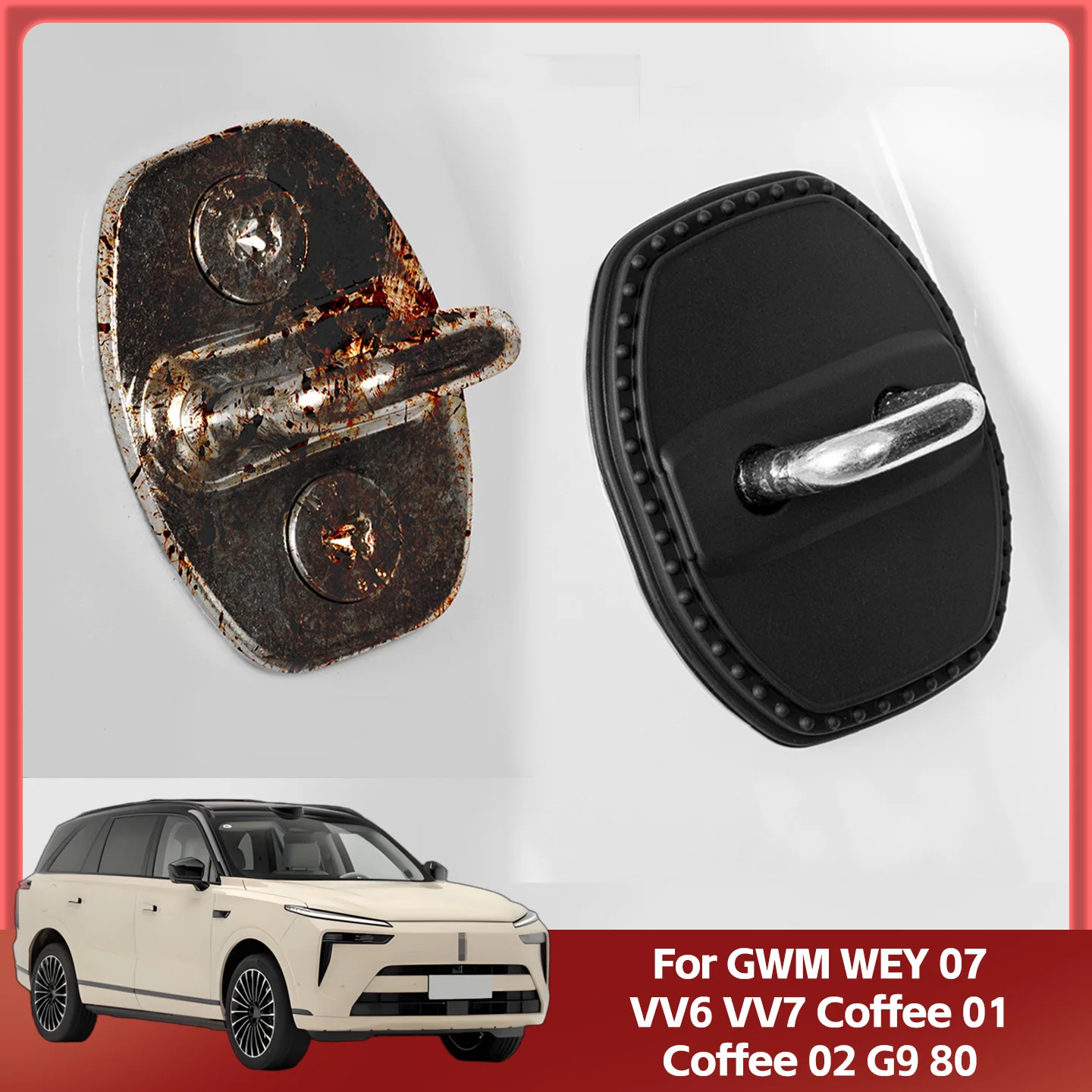 

2/4Pcs Silicone Car Door Lock Cover Protective Decoration Case For GWM WEY 07 VV6 VV7 Coffee 01 Coffee 02 G9 80